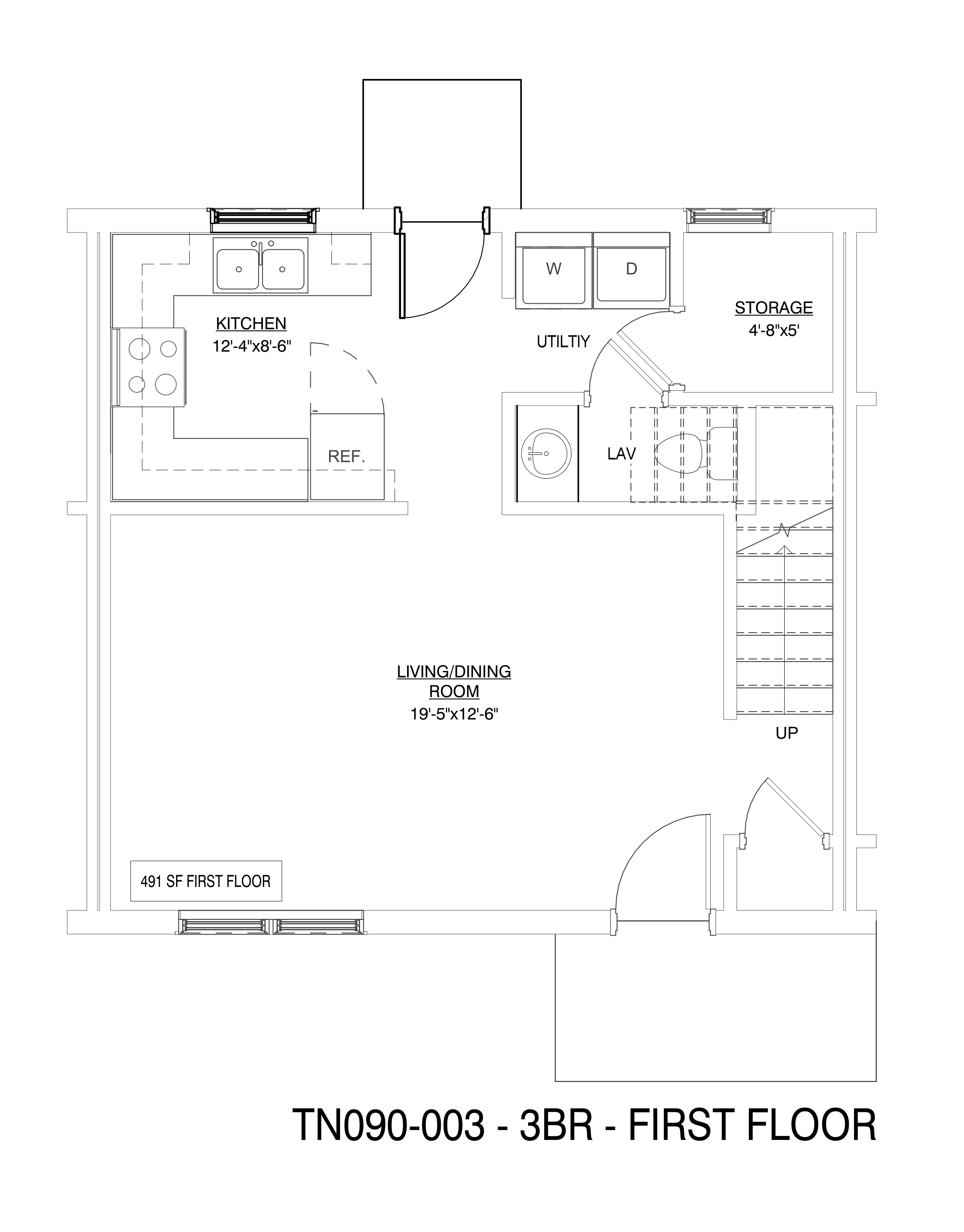 TN090-003: 3-bedroom plan sheet. First floor. See description below.
